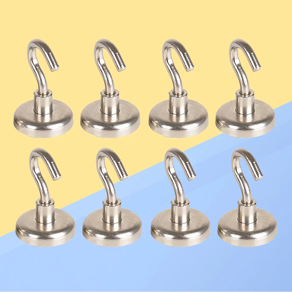 

8pcs Super Strong Heavy Duty Ndfeb Hook Household Magnetic Hooks for Home Kitchen (Silver)
