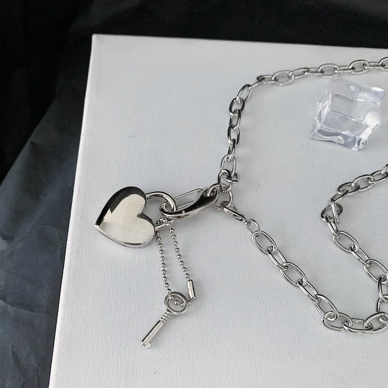 Модная обувь в стиле хип хоп Длинные сердце образный ключ ожерелье для мужчин и