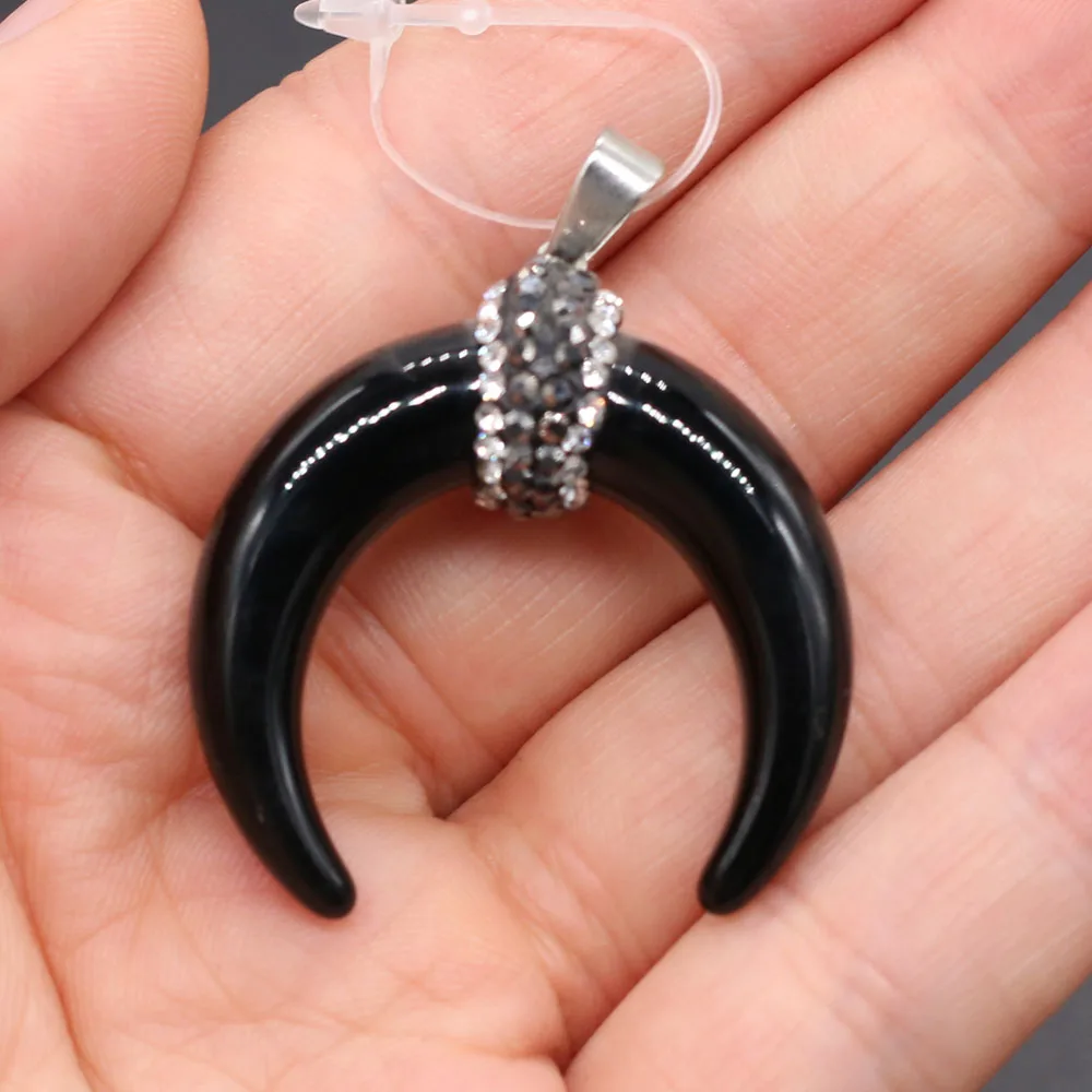 Pendant ox bone couple black and white crescent for Jewelry Making DIY Necklace Bracelets 34x35mm | Charms