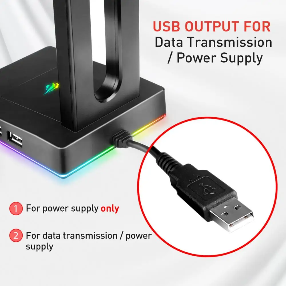 Havit RGB Подставка для наушников с 3 5 мм AUX и 2 usb портами держатель геймеров игровой