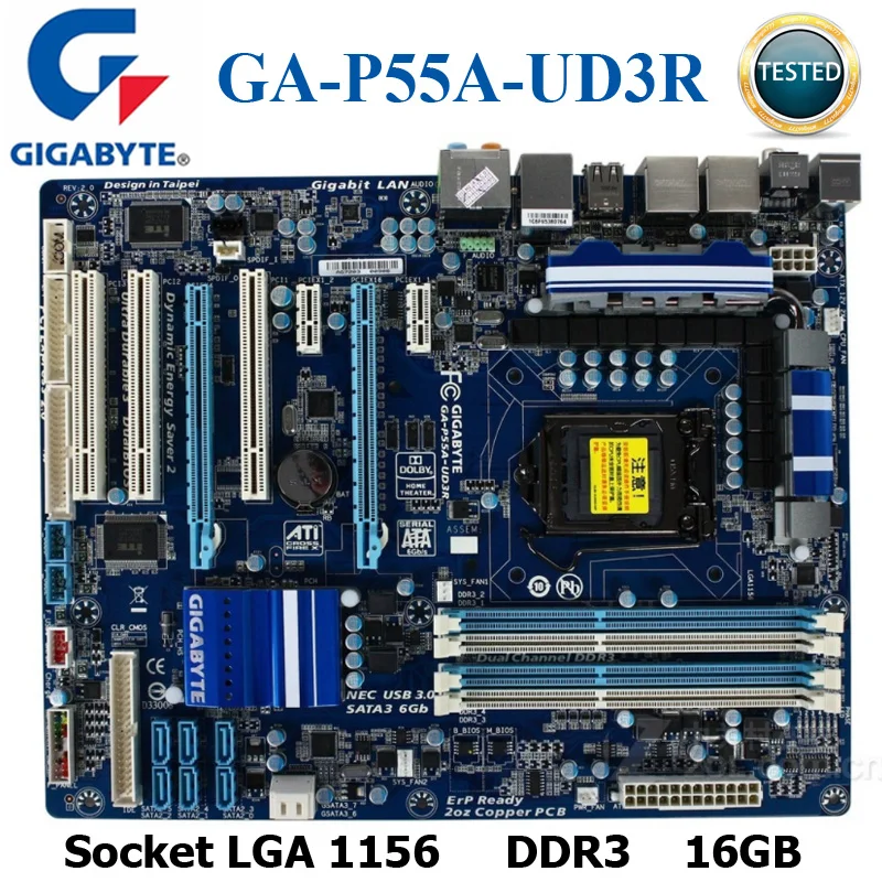Материнская плата LGA 1156 DDR3 Gigabyte GA-P55A-UD3R 100% оригинальная материнская 16 ГБ USB3.0 P55