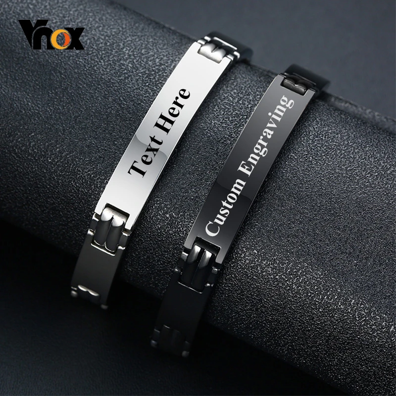 Мужской браслет из нержавеющей стали с гравировкой на заказ|Именные браслеты| |