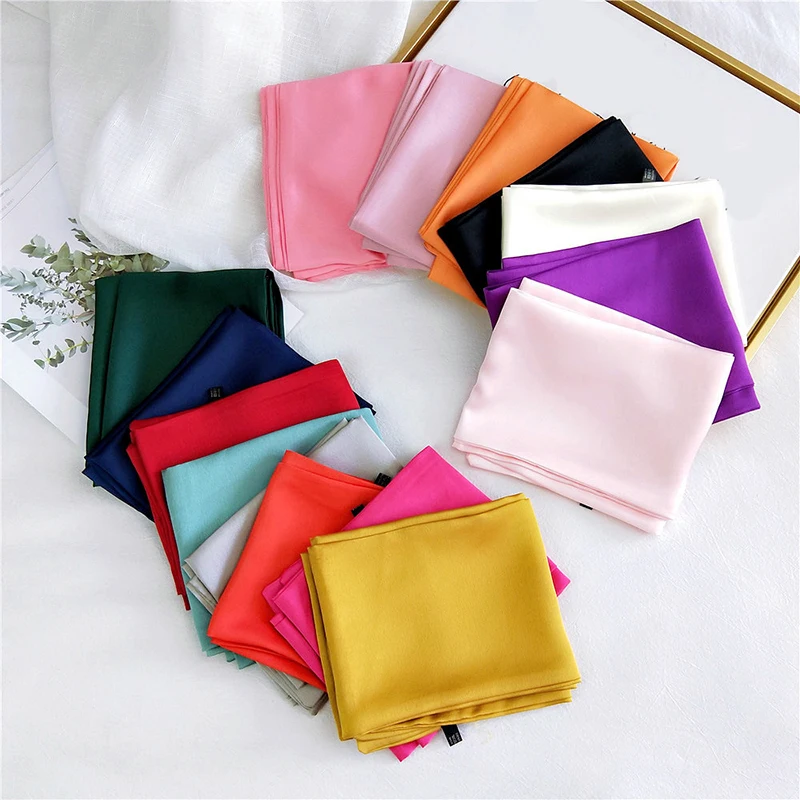 

Fashion Solid Color Long Small Neckerchief Women Headscarf Narrow Elegant Decorative Silk Scarves Women Spring Decorative Scarf