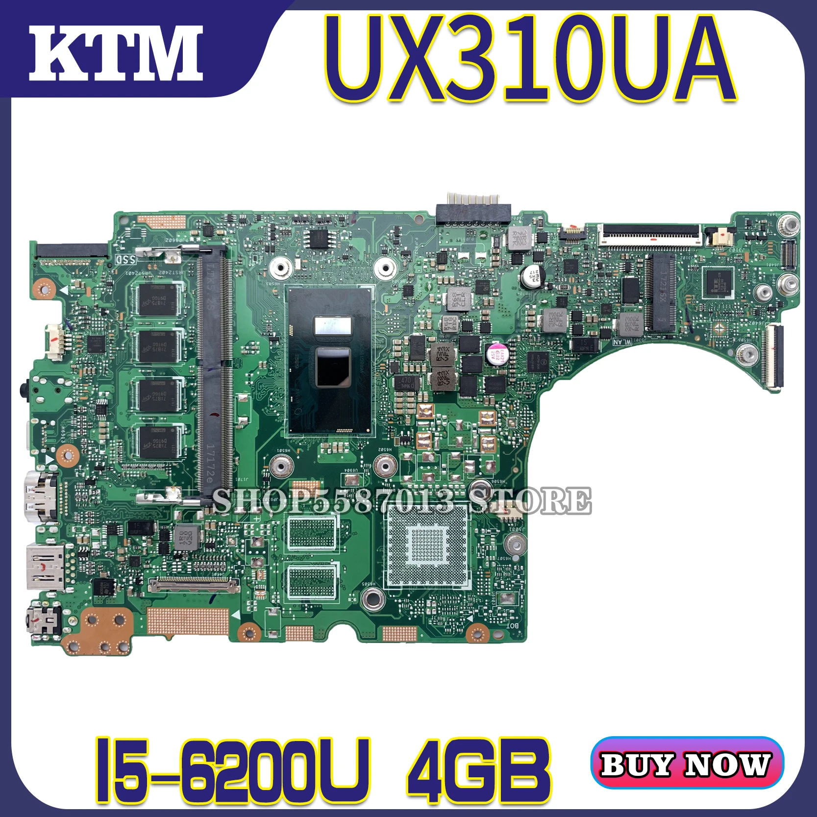 

Материнская плата KEFU UX310UV для ноутбука ASUS UX310UA (13 дюймов/14 дюймов) UX310UAK UX310U оригинальная материнская плата 4GB-RAM I5-6200U UMA