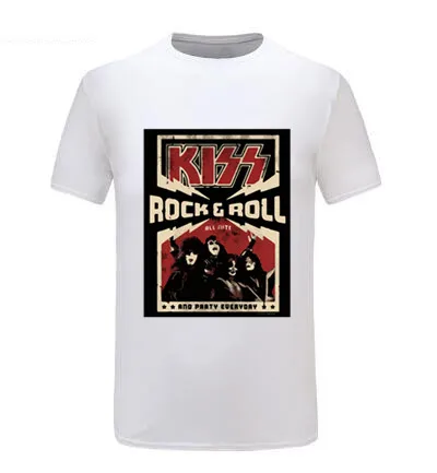 KISS Rock & ролл Вечерние черные футболки на каждый день новинка официальная группа