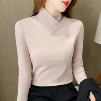 2021 autumn winter new womens fashion turtleneck warm top female slim long sleeve thick t shirt lady casual oversize blouse