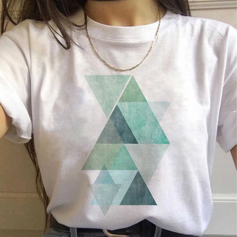 

Geometry Graphic Print T-shirt 2021 Y2k Summer Fashion Kpop Female TShirt Women Tee Harajuku Aesthetic White Tops Casual Tshirt