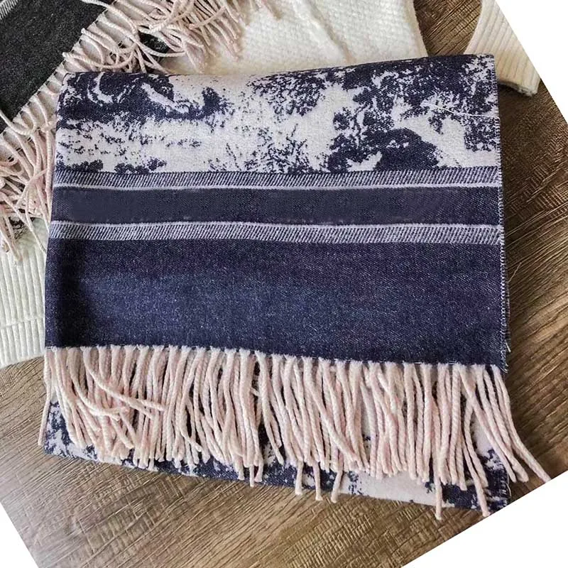 Тёмно-синий Hihg End Tiger Lion Print Luxury Brand Women Cashmere Scarf Soft Tassel Female Autumn Shawl Winter Warm Blanket 70*180 CM - Цвет: Тёмно-синий