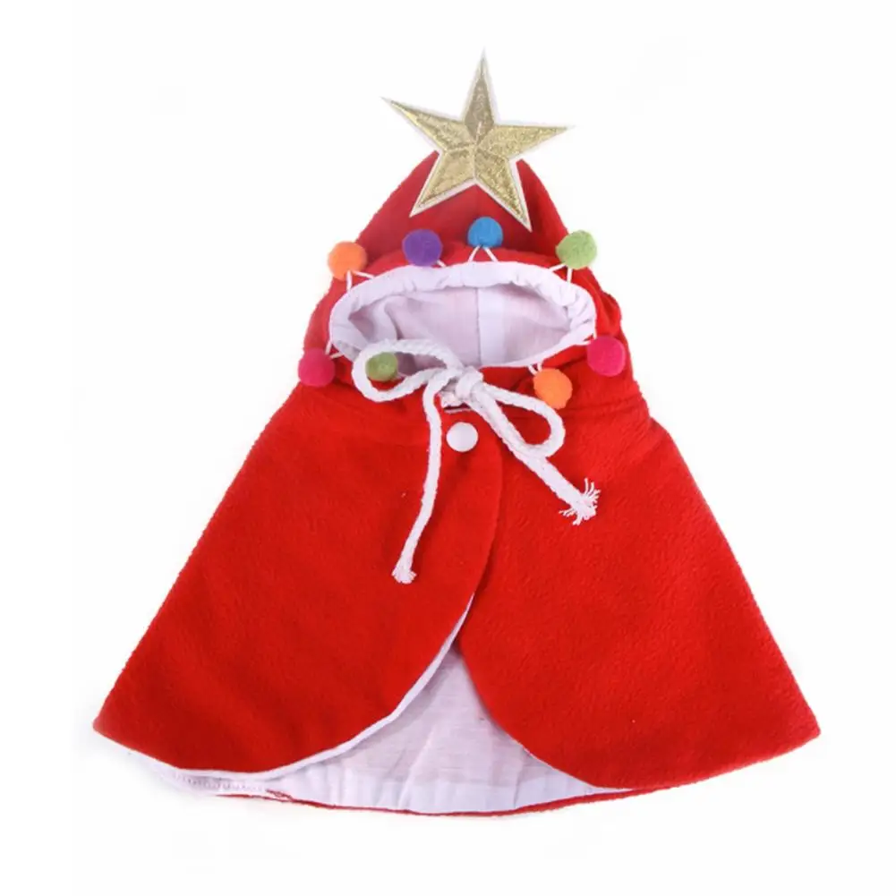 

Christmas Pet Cloak Santa Cape Soft Dogs Classic Cute Pet Dress Outfit Fun Cloak With Star And Pompoms For Dog Cat Dress Up New