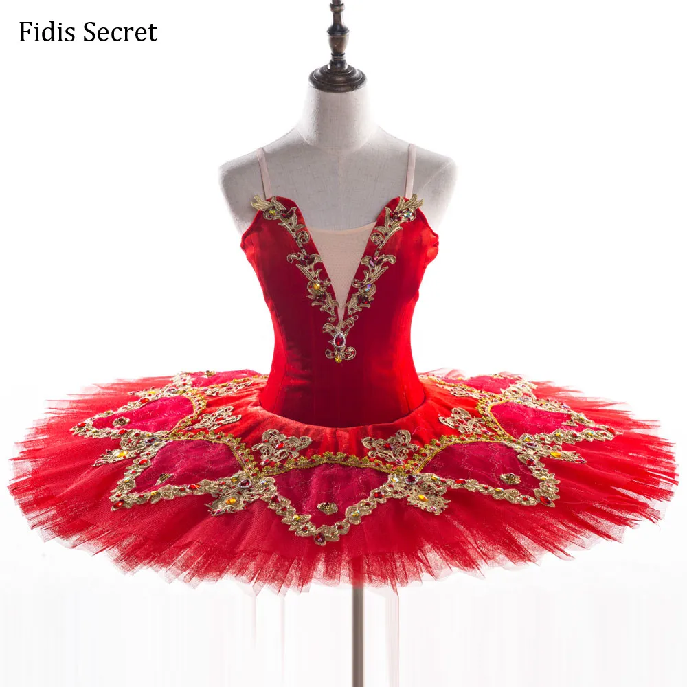 

Charming Red Professional Pancake tutu Dance Dress,Girls Spanish/Kitri/Paquita Classical Ballet Performance Stage Costumes