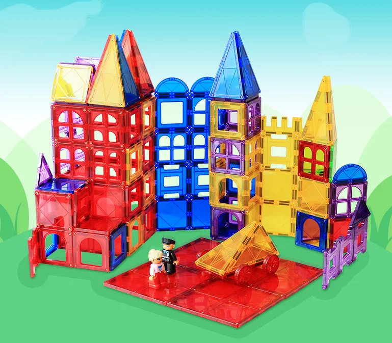 Пластиковая Магнитная Строительная плитка Магнитный блок игрушки прозрачная