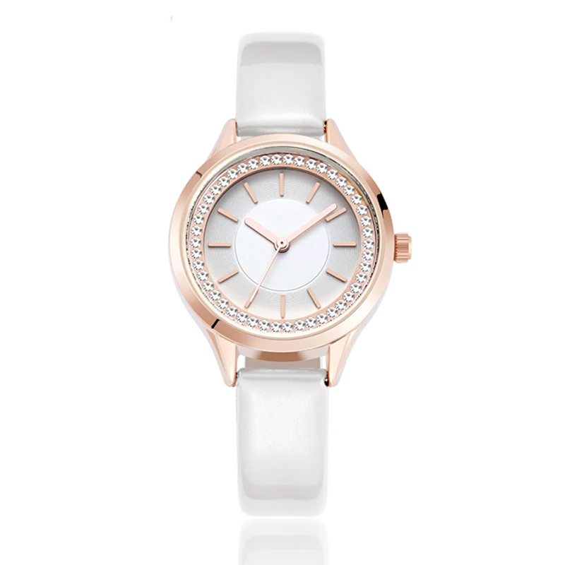 

2021 Women Rhinestone Watches Lady Rotation Dress Watch brand Real Leather Band Big Dial Bracelet Wristwatch Crystal Watch NO.2