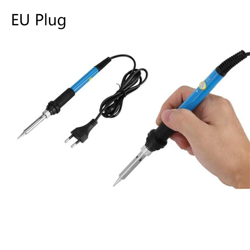 EU Plug 60 Вт Электрический паяльник мини ручка карандаш сварка ремонт инструменты Регулируемая температура Электрический паяльник ЕС/США/Великобритания вилка - Цвет: EU Plug