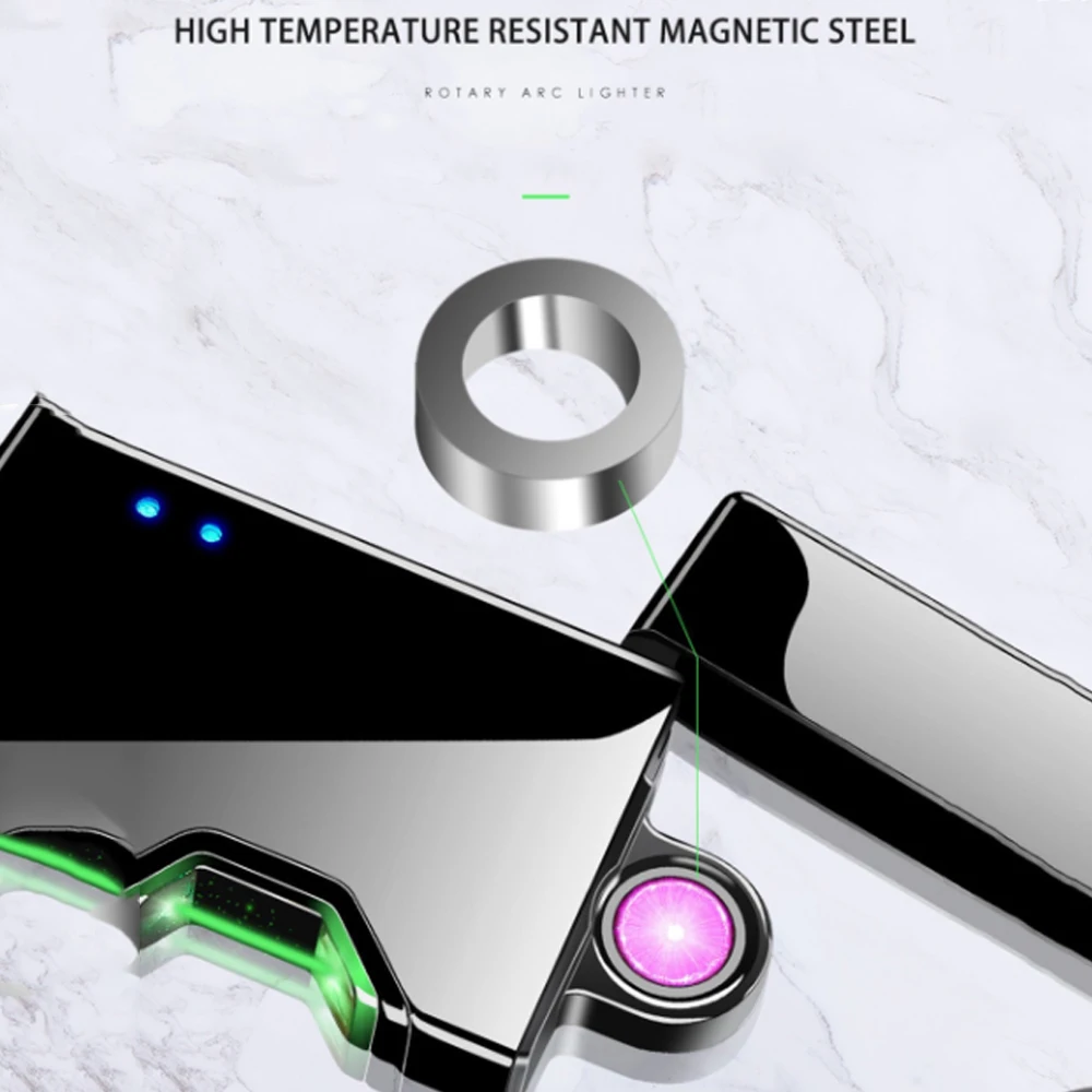 Ветрозащитная плазменная зажигалка с двойной дугой USB перезаряжаемая