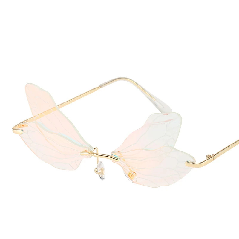 

Kaibote S-16120 Personalized Dragonfly Wing Sunglasses for Ladies Dance Catwalk Show Eyeglasses with Exaggerated Dradient Shades