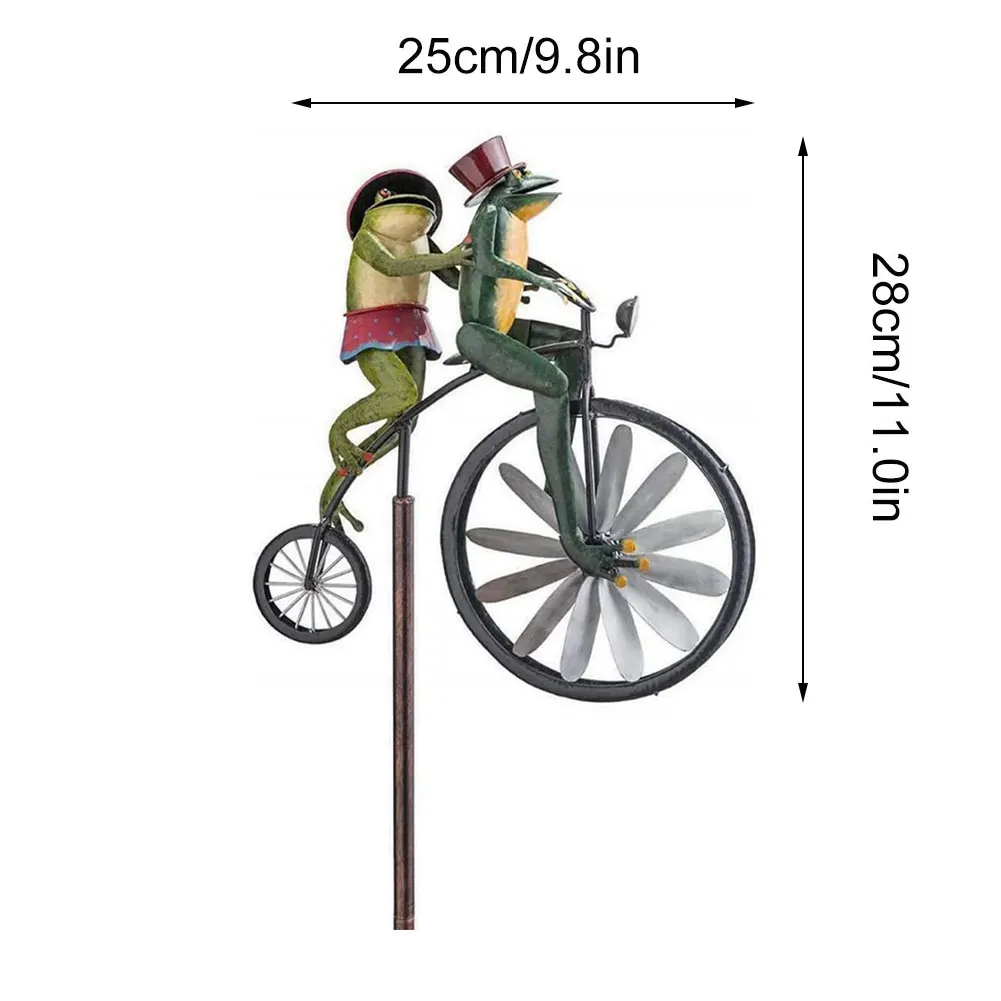 

2021 New Garden Wind Spinner Vintage Bicycle Cute Animal Statues Sculptures for Yard Lawn Patio Garden Decoration Metal Wind