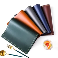 leather placemat heat insulation non slip tablemat waterproof rectangle table pad bowl placemat for home kitchen table mat