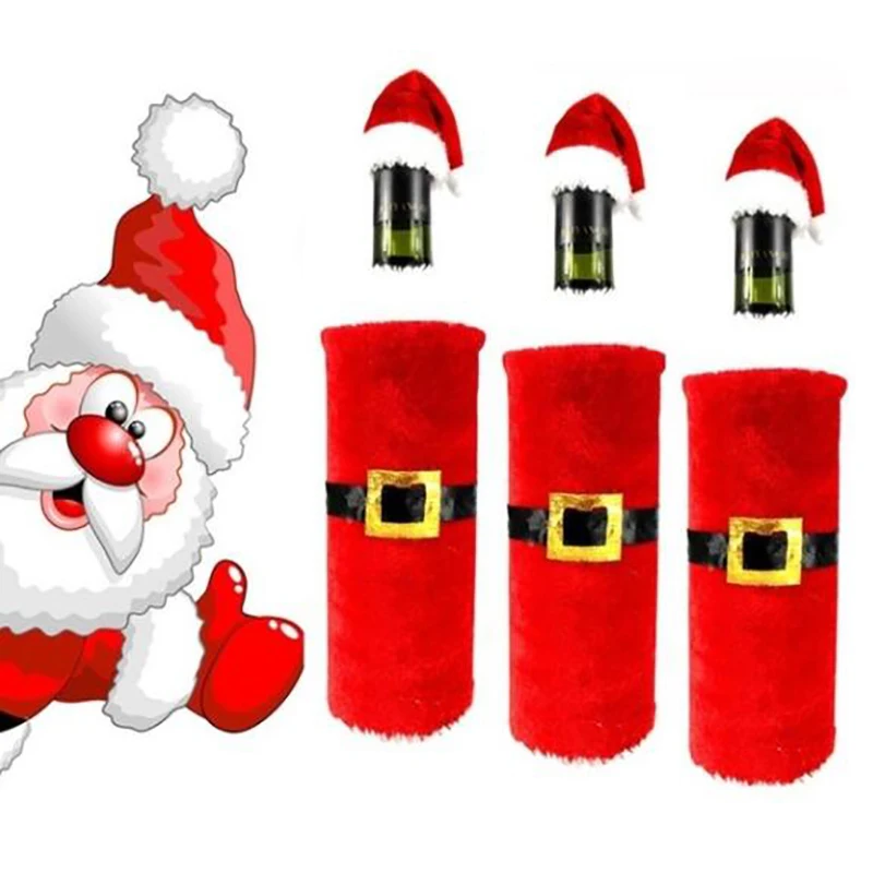 Рождественский ужин Рождественская бутылка вина набор Санта Клаус Кнопка
