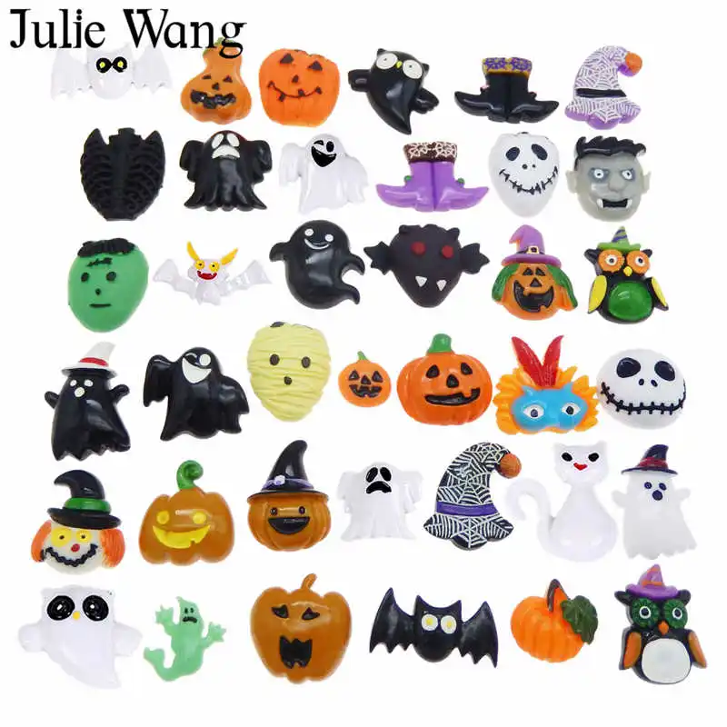 Julie Wang 20 шт. полимерные смешанные подвески на хэллоуин призрак тыква летучая мышь