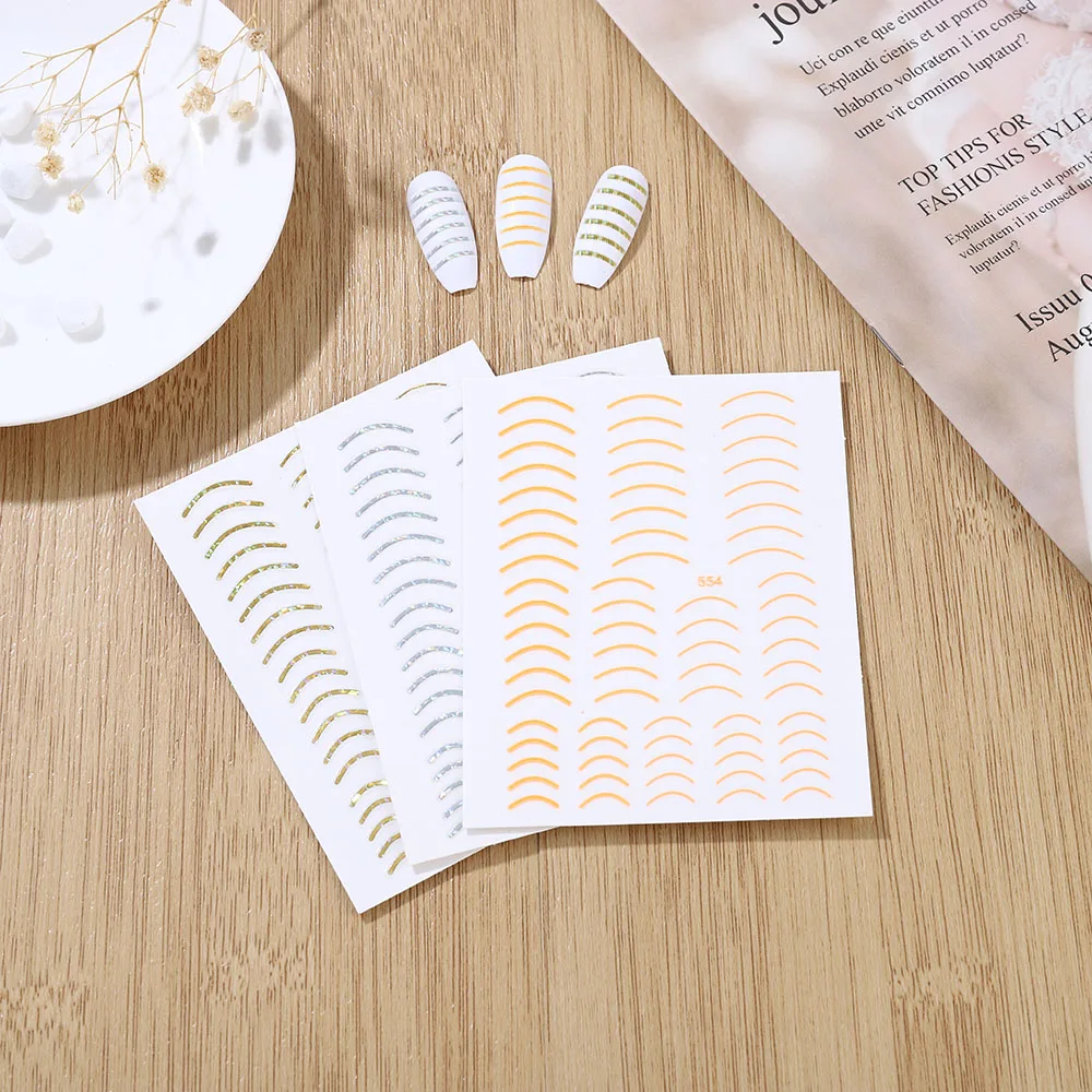 

3D Rose Gold Striping Tape Nail Design Bronzing Stripe Lines Geometry Slider for Nails Gel Polish Sticker Decals for Manicure