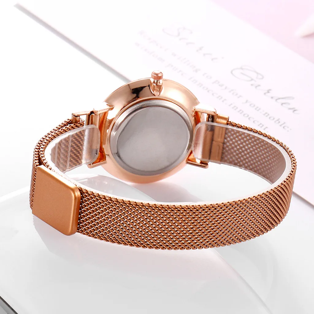 

Fashion Women Watch Ladies Clock Personality Dial Stainless Steel Mesh Belt Female Quartz Wrist Watch Women Casual Clock Gift #W