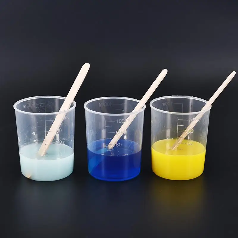 

DIY Mixing Tool 100ml Plastic Graduated Measuring Cup Liquid Container Epoxy Resin Silicone Making Tool Transparent Mixing Cup