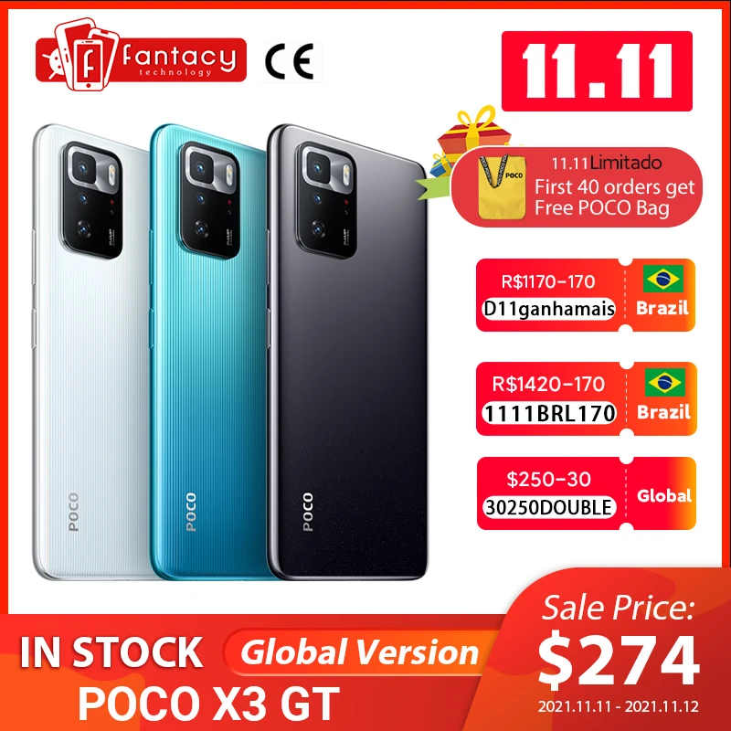 

POCO X3 GT телефон, 8 Гб 256 ГБ, NFC, телефон, MTK 1100, 67 Вт, 6,6 дюйма, 120 Гц, 5000 мАч, 64 мп, смартфон с тройной камерой
