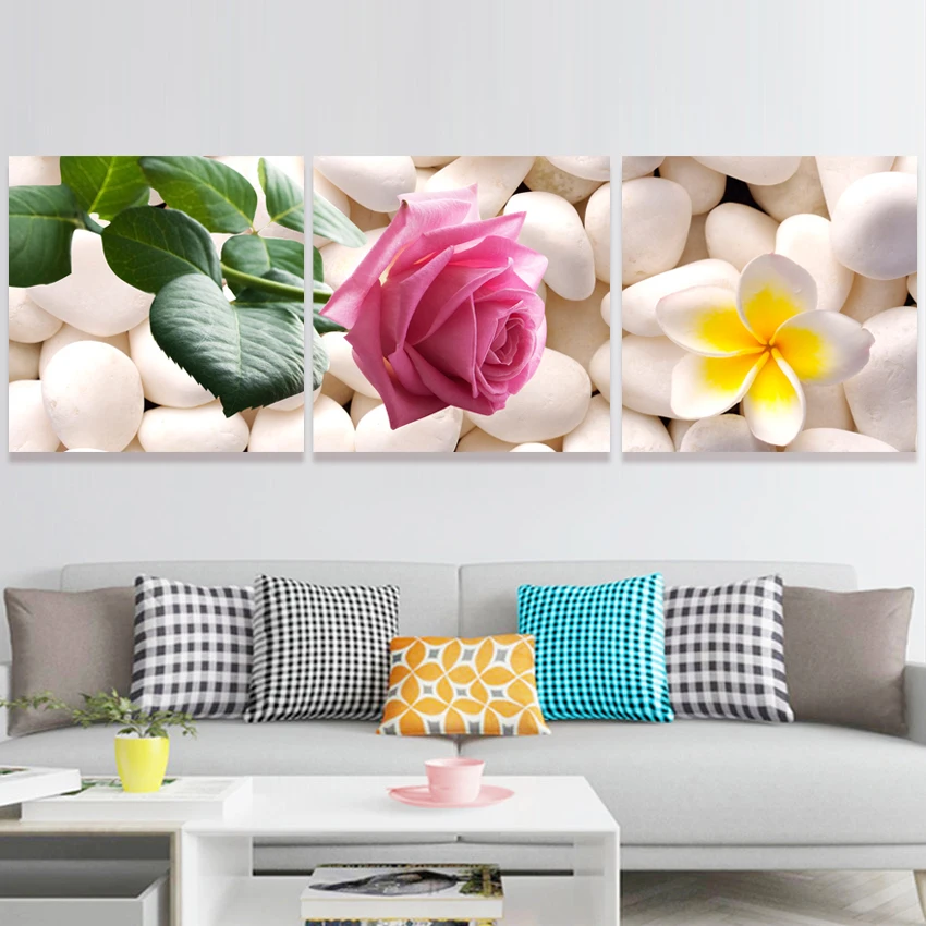 

Living Room Wall Picture Wall Art Canvas Fashion Wall Bedroom Wall Picture White Stone Flower Nordic Home Decor Canvas 6602a