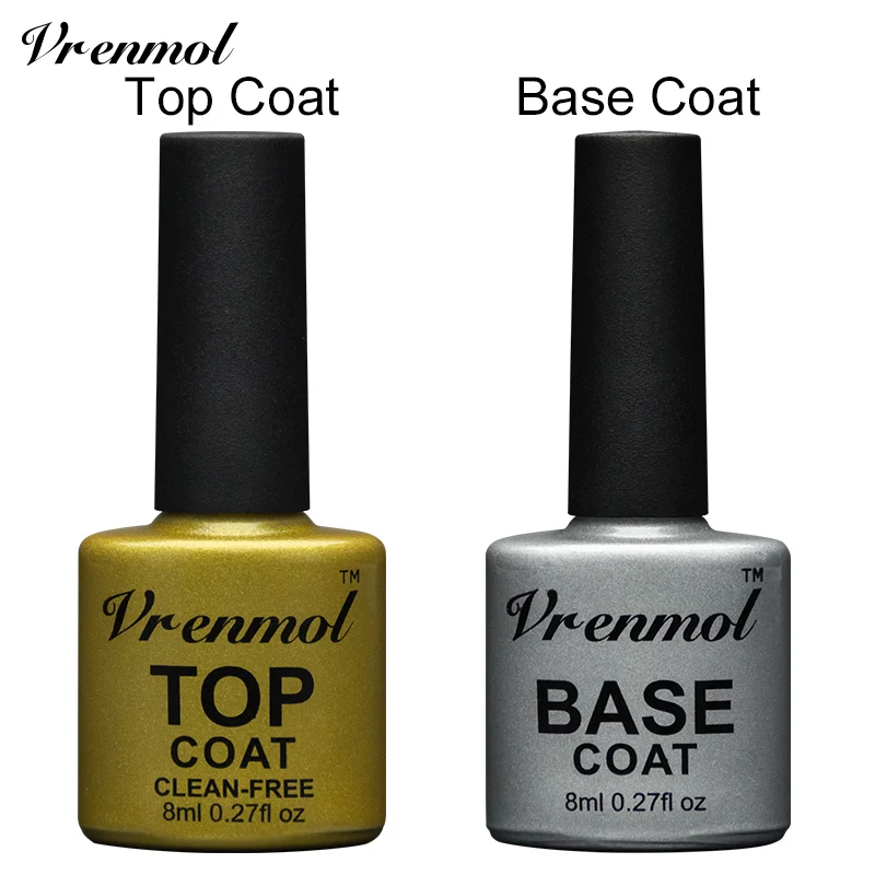 8mlBase and top coat Vrenmol полигель для ногтей строитель гель Праймер не протирать верхнее покрытие основа гель лак для ногтей неочищающий УФ Led лак для нейл-арта - Цвет: 8mlBase and top coat