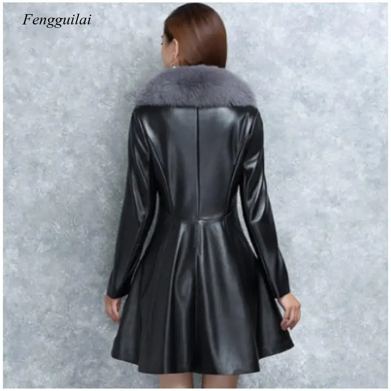2020 New Winter Women Leather Fur Jackets Female Cotton Padded Overcoat Imitate Fox Wool Outerwear Manteau Femme Hiver Faux enlarge