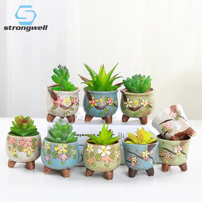 

Strongwell Home декоративные растения, мини-цветочный горшок в горшке, ручная роспись, аксессуары для сказочного сада