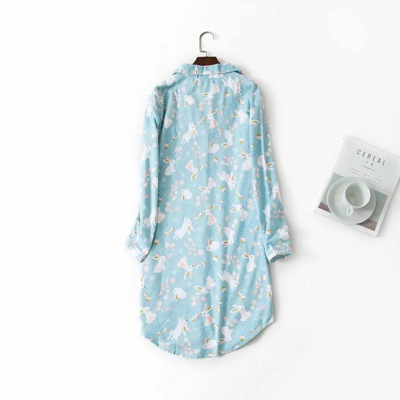 Длинная ночная рубашка юбка для сна размера плюс с длинным рукавом 100% хлопок