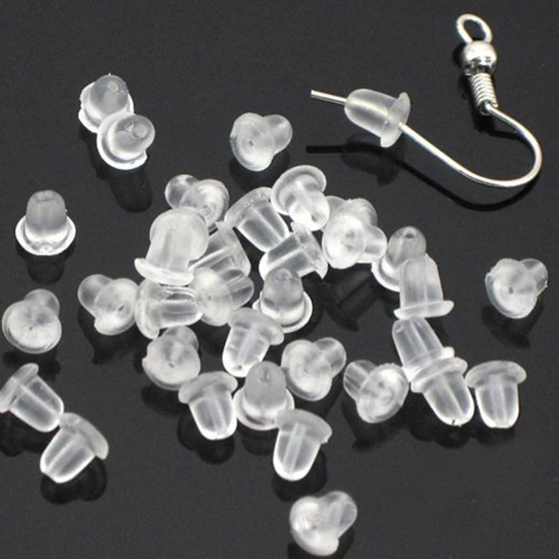 

50Pcs/Bag Silicone Rubber Earring Clasp Styles Ear Nut Earrings Jewelry Accessories Plugging Earring Back Earstud Findings new
