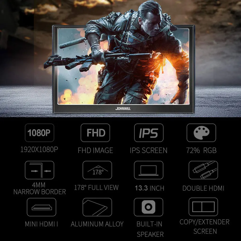 13,3 дюймов 2K сенсорный экран портативный монитор ПК PS3 PS4 Xbo x360 1080P hdmi ips lcd светодиодный дисплей компьютера монитор для Raspberry Pi
