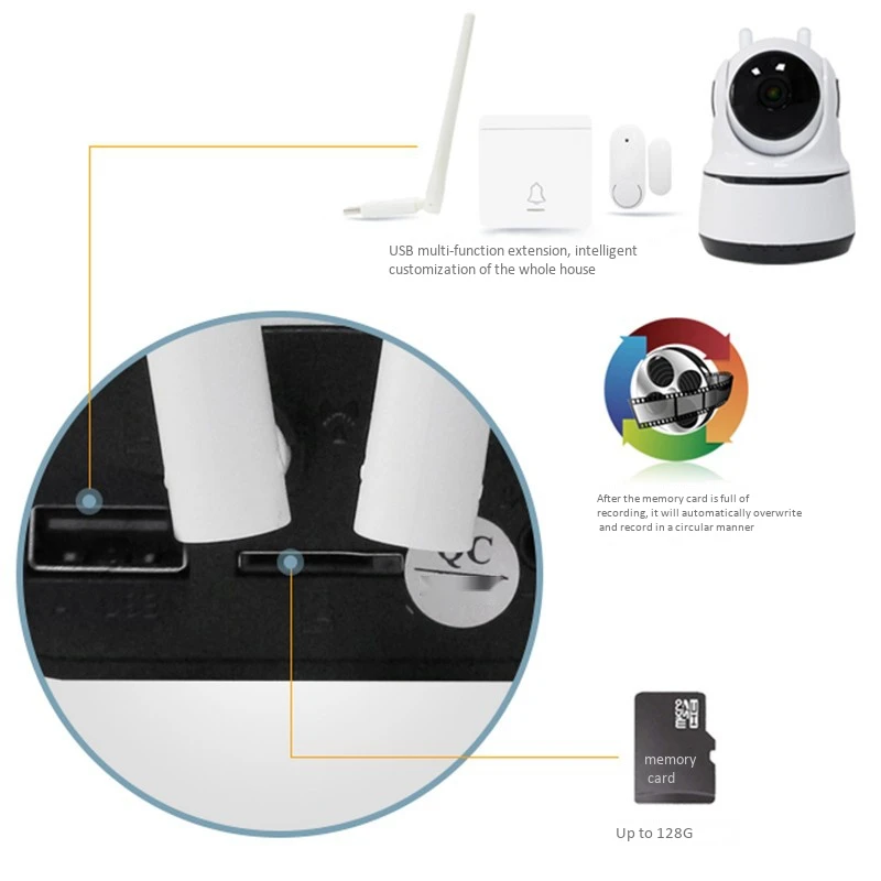 

IP Camera 1080P Home Security Wireless Camera Night Vision CCTV WiFi Camera Baby Monitor(EU Plug)