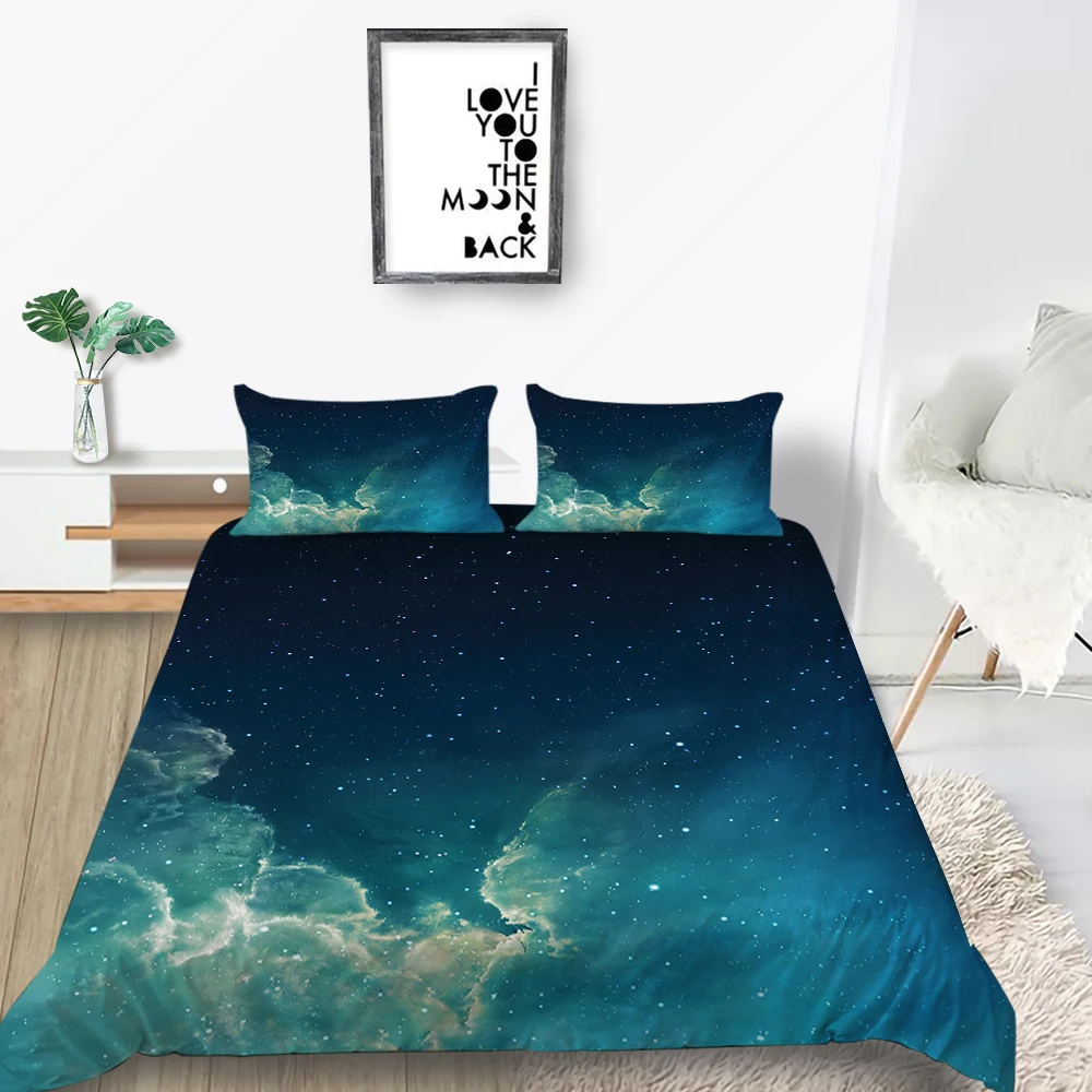 Комплект постельного белья с рисунком облаков и звездного неба мягкий