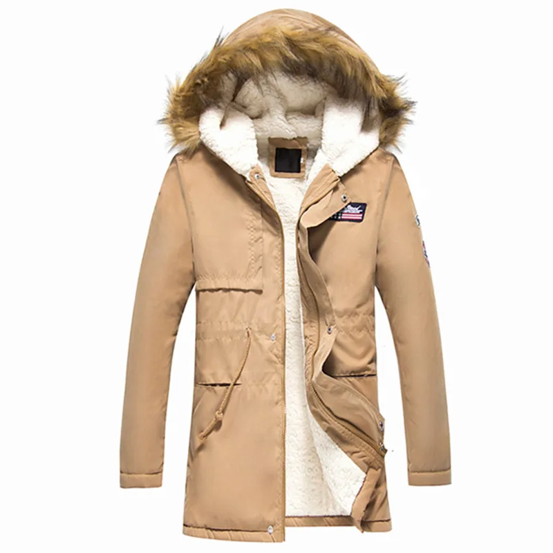 

Winter New Men's Casual Thickening Plus Cashmere Warm Cotton Coat / Male Add Wool Hooded Fur Collar Parkas Down Jacket Coat