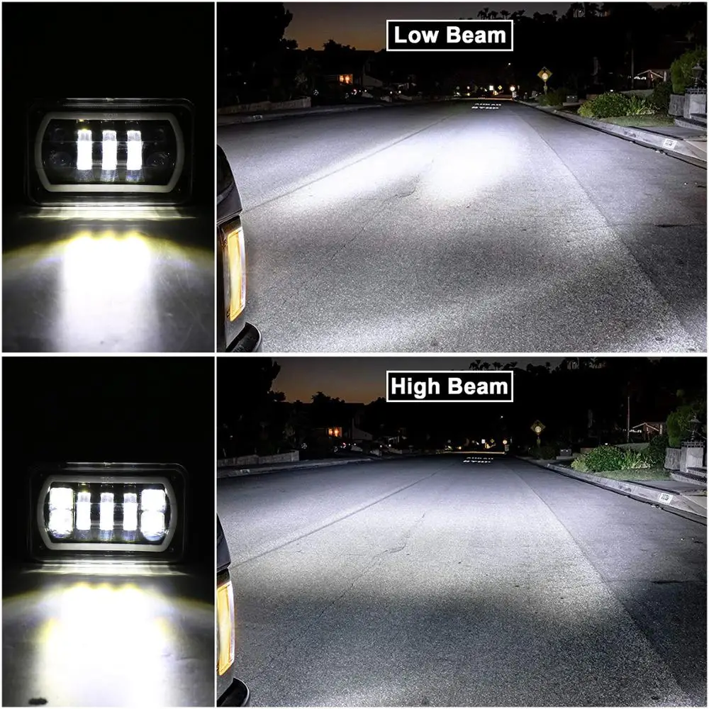 Новинка 4x6 светодиодные фары DIY RGB гало Белый DRL квадратные Запечатанные