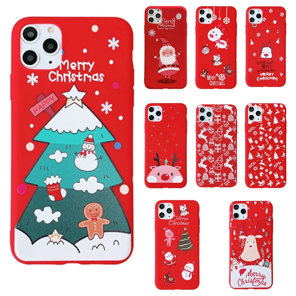 Мягкий ТПУ чехол для телефона iPhone 11 Pro Max XR XS X 8 7 Plus Merry Christmas santa claus Deer