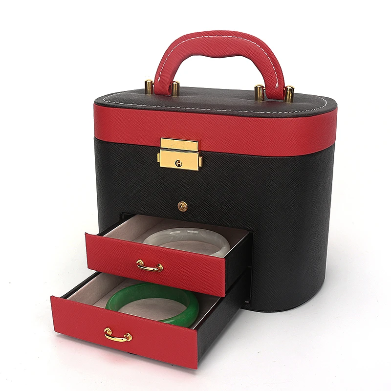 

Портативный многофункциональный металлический замок из искусственной кожи шкатулка для ювелирных изделий Коробка для хранения ювелирных ...