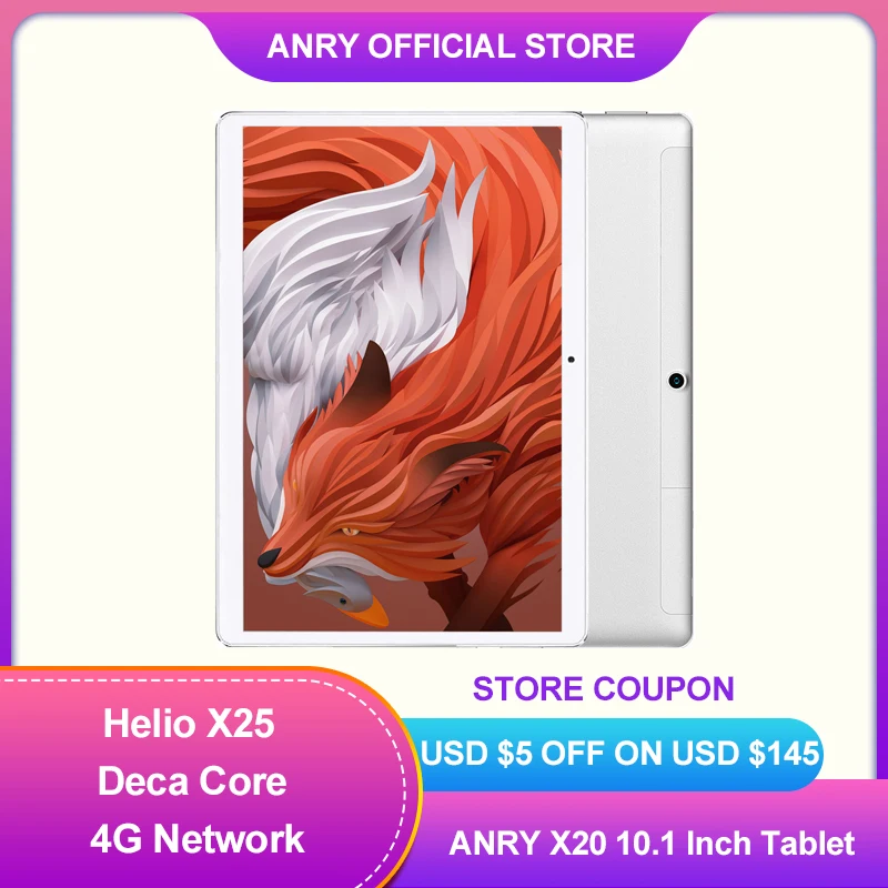 

ANRY X20 10.1 Inch Android Tablet Helio X25 Deca Core 4GB RAM 64GB ROM 4G Network Tablets PC 13MP Dual Sim Dual Wifi 8000mAh