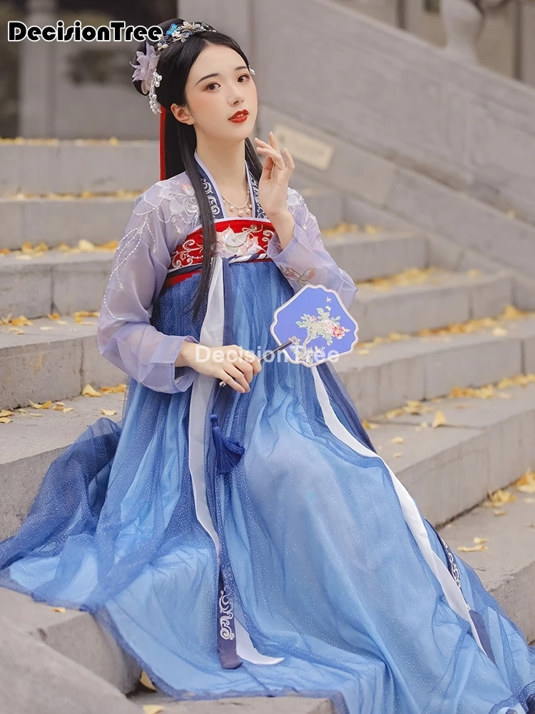 

2022 chinese festival costumes dresses for woman stage wear folk dance robe hanfu tang suit floral clothing fairy princess dress