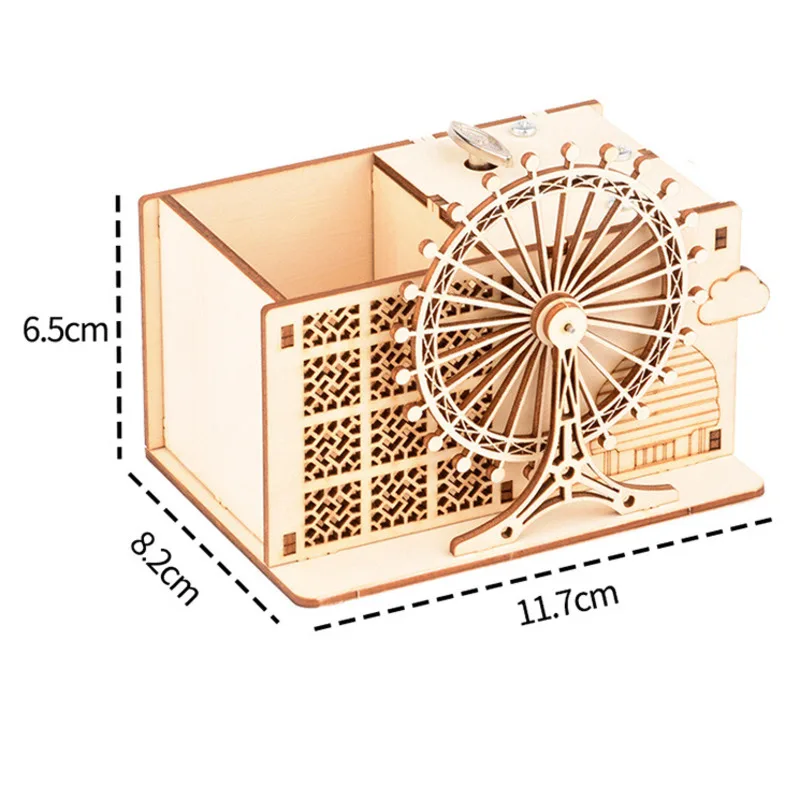 

Kid 3D Wooden Puzzle Jigsaw Hand Assembled Model Toy Adult DIY Modular Creative Gift Music Pen Holder Children's Desk Decoration