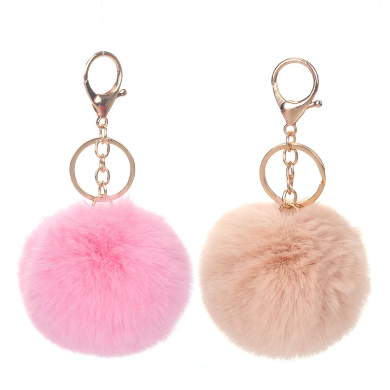

Christmas Gift Artificial Rabbit Fur Ball Plush Fuzzy Fur Key Chain POM POM Keychain Car Bag Keychain Key Ring Pendant Jewelry