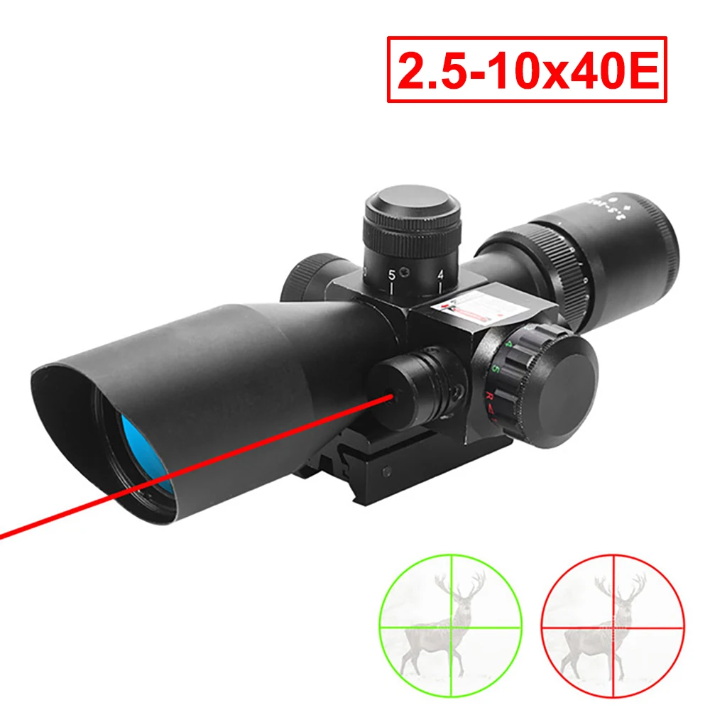 

Оптический Прицел 2,5-10X40 с красной/зеленой подсветкой и красным лазером