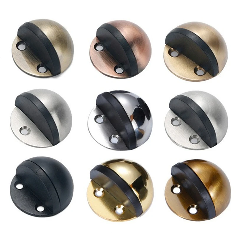 

Punch free rubber door top anti-collision Stopper semicircle 1 zinc alloy Black Turtle top Ground Mounted door stop