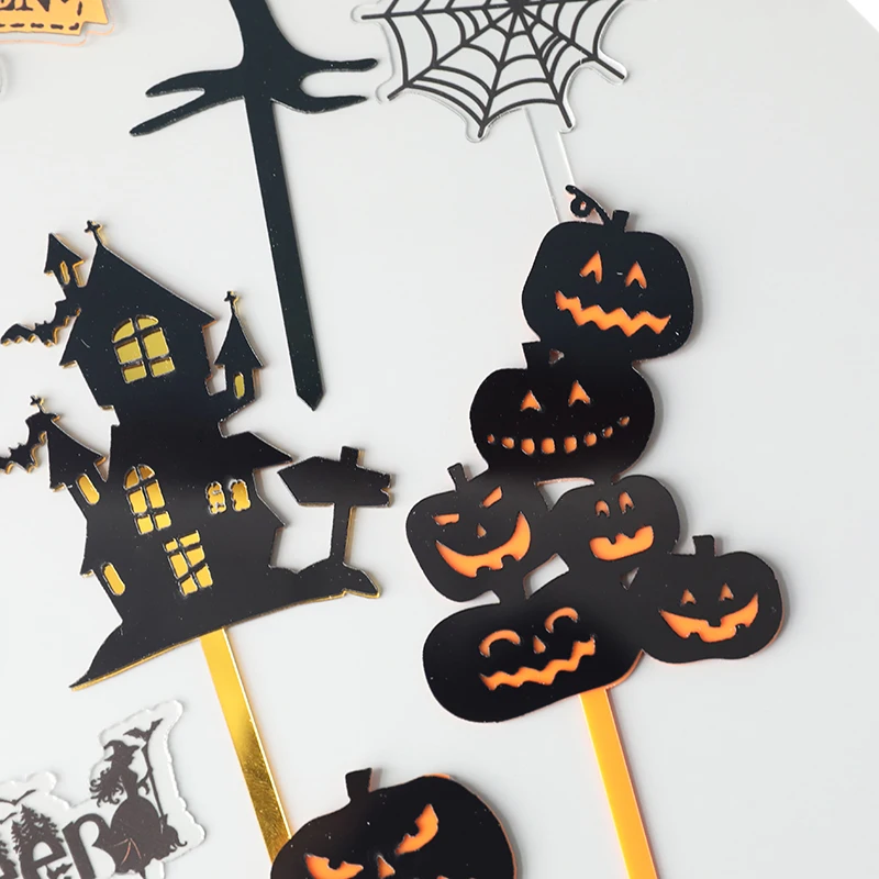 Счастливый Хэллоуин тема акриловая Тыква замок торт гримаса летучая мышь ведьма