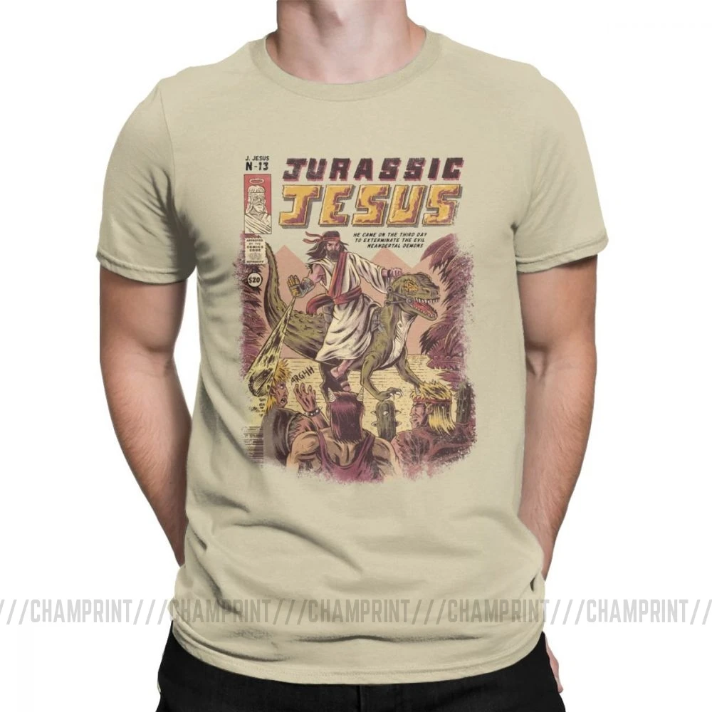 Мужские футболки Jurassic Jesus, японское аниме, манга, футболки, драконы, монстр, ретро топы Games, Harajuku, уличная одежда, футболки - Цвет: Хаки