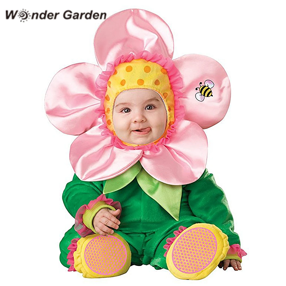 Чудесный сад для маленьких девочек Розовый Цветочный костюм Хэллоуина