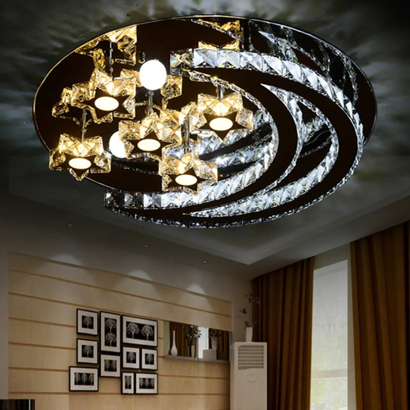 

Circular Bedroom Led Crystal Ceiling Lamp Modern Minimalist Dining Rooms Living Hallway Bedroom Star Moon Children's Lighting